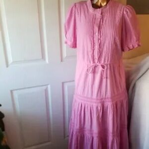 Charter Club Cotton Pink Button-Front Dress Size Small